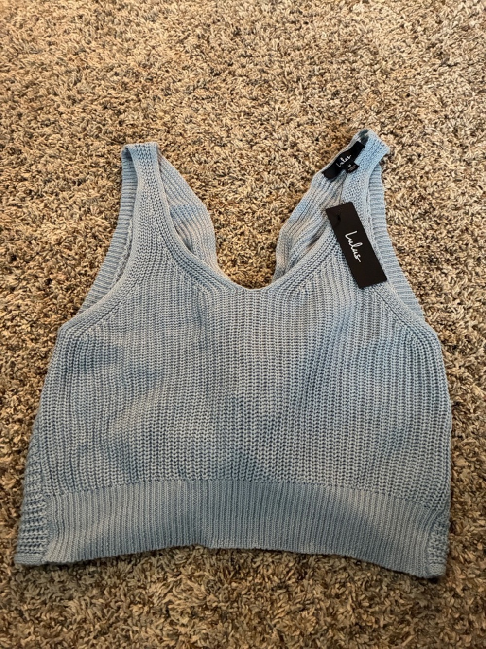 Lulu's Light Blue Knit Cropped Tank